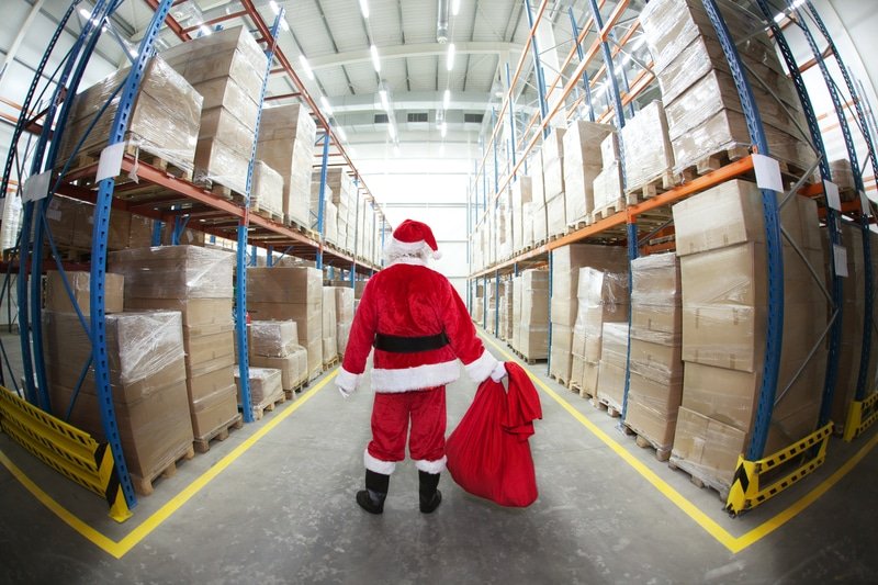 Santa in a warehouse